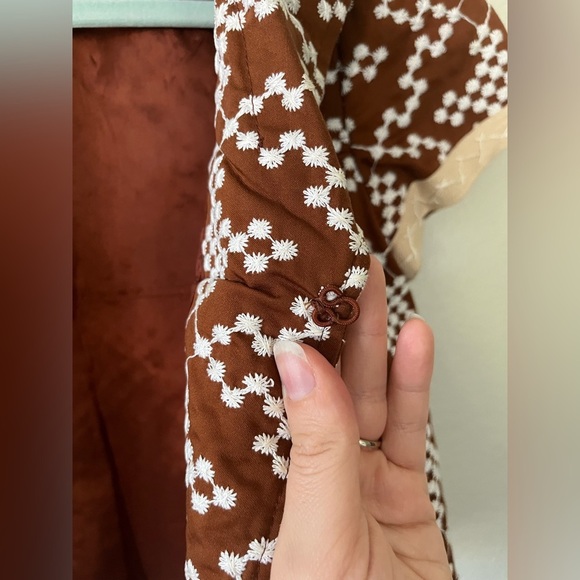 Vintage Nanette Lepore Brown White Atomic Embroidered Retro Jacket Women Size 6 - Picture 7 of 16